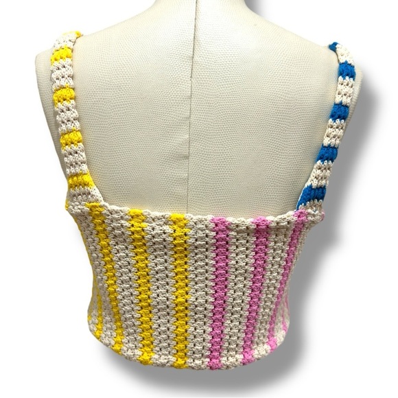 205 ZARA | EUC Turkey knit crochet multicolor cropped tank top (Size S) - Picture 4 of 11